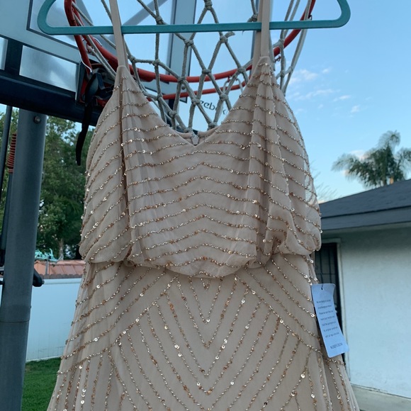 New Adrianna Papell beaded blouson Art Deco gown - Picture 6 of 15